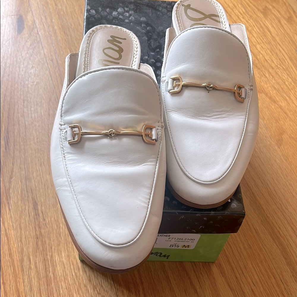 Sam Edelman White Loafer Mules
